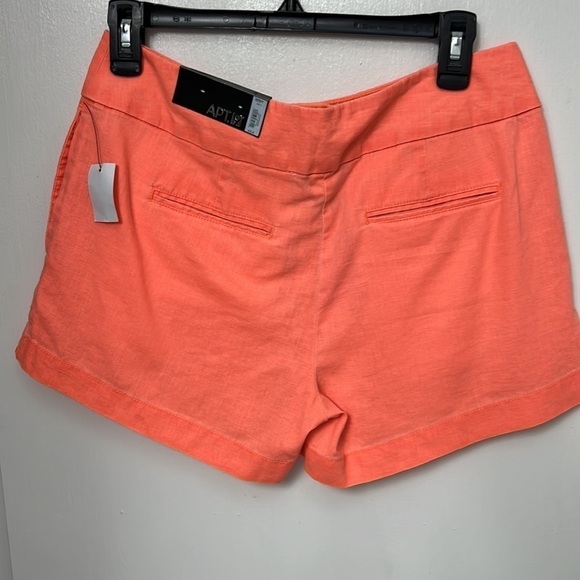 APT. 9 Linen shorts, Orange colored, 4 pockets Has slits on sides,  size 4 - Picture 2 of 9